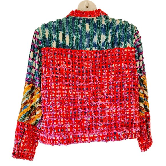 Vintage Minnie's Closet Chenille Jacket Art to Wear Artsy BOHO Women's Size XL - Picture 6 of 8